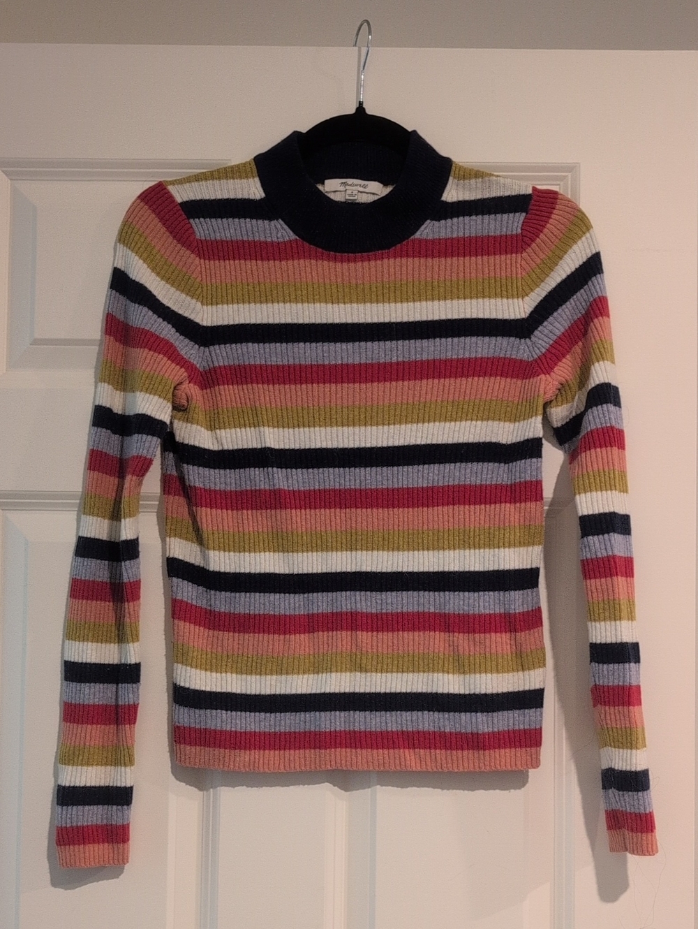 Madewell Striped Ribbed Sweater in Navy, Pink, Olive, Cream, Light Blue